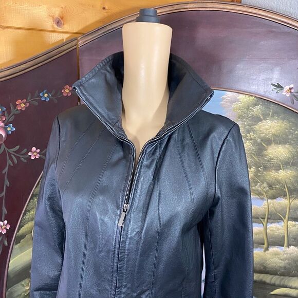 East 5th Black Leather Jacket Small - Picture 4 of 9